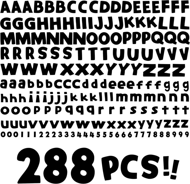SpriteGru 288 PCS Alphabet Combo Set, Bulletin Board Alphabet Including 78pcs Uppercase Letters, 78pcs Lowercase Letters, 132pcs 0-9 Numbers & Punctuation, Chalkboard Classroom Letters for Home School Decor - Image 1